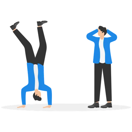 Business person doing handstand  Illustration