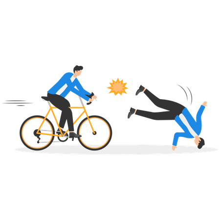 Business person driving bicycles crashed into others  Illustration