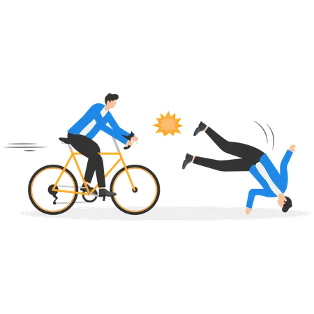Business person driving bicycles crashed into others  Illustration