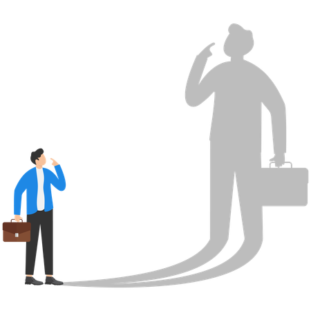 Business person fighting his own shadow  Illustration