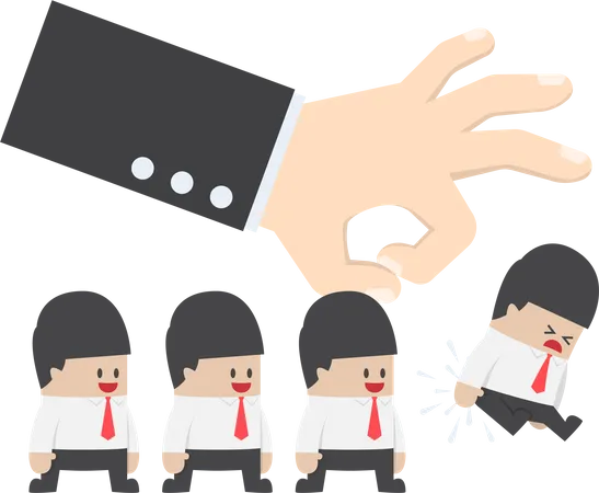 Giant Hand Flick Businessman Away Conflict Sacked Or Fired Concept VECTOR EPS 10 Illustration