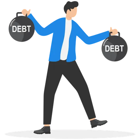 A Business Person Hold A Debt Pendulum Loan Concept Illustration