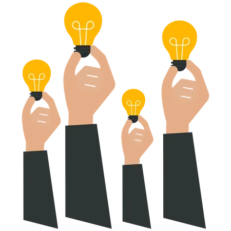 Business Person holding a light bulb together  Illustration