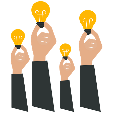 Business Person holding a light bulb together  Illustration