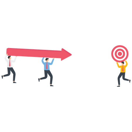 Business Person holding a red arrow to hit the target  Illustration