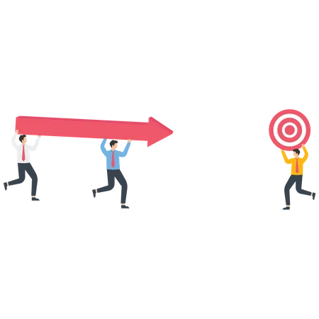 Business Person holding a red arrow to hit the target  イラスト
