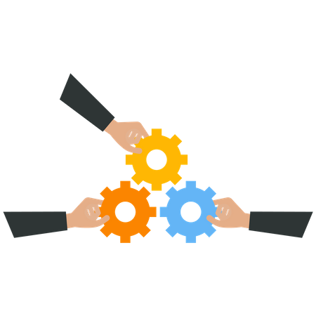 Business person holding a three gear together  Illustration