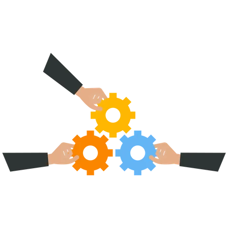 Business person holding a three gear together  Illustration