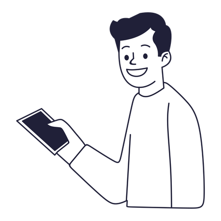 Business person holding phone  Illustration