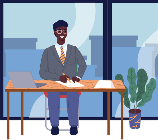 Business person in office Illustration