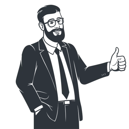 Business person in suit showing thumbs up Illustration