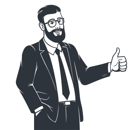 Business person in suit showing thumbs up  Illustration