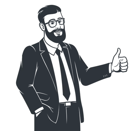 Business person in suit showing thumbs up  Illustration