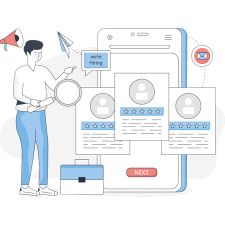 Business person is hiring employee  Illustration