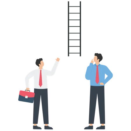 Business person look at a ladder  Illustration