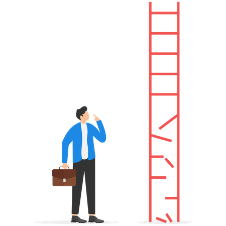 Business person look at broken ladder  イラスト