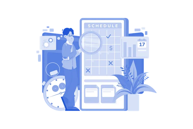 Business Person Looking At The Schedule Illustration