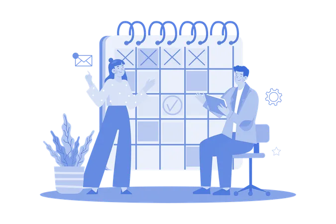 Business Person Looking At The Schedule  Illustration