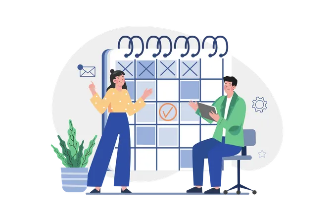 Business person looking at the schedule  Illustration