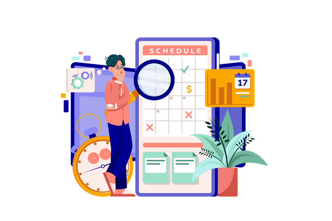 Business person looking at the schedule Illustration