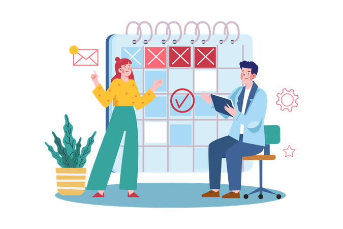 Business person looking at the schedule  Illustration