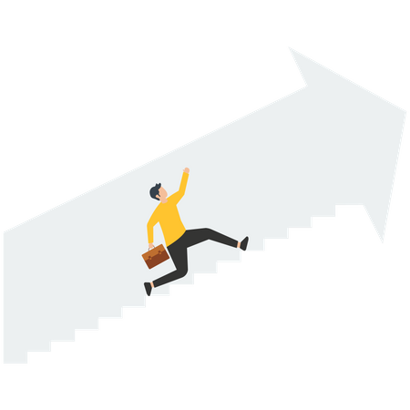 Business person move up path of success  Illustration