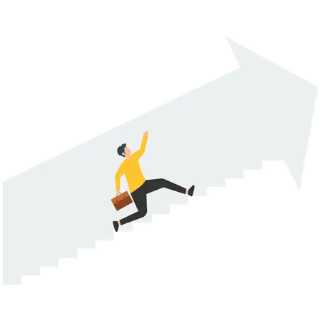 Business person move up path of success  Illustration