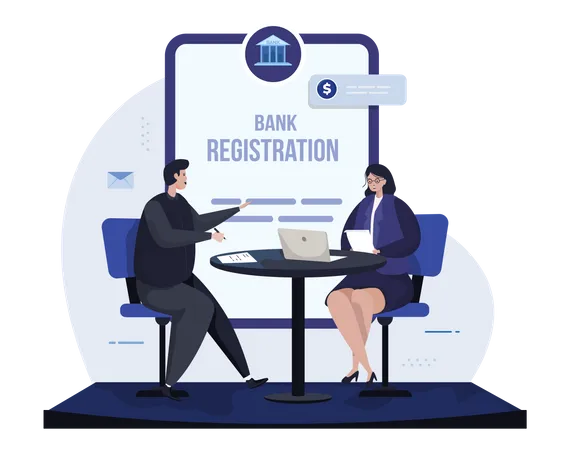 Business person Opening bank account Illustration