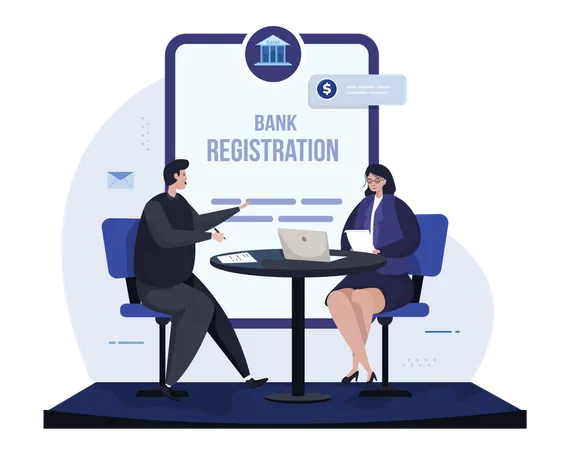 Business person Opening bank account  Illustration