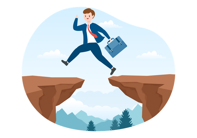 Business person Overcoming Obstacle  Illustration