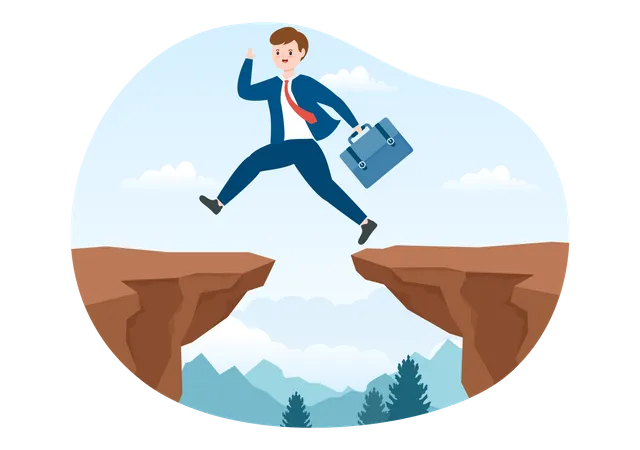 Business person Overcoming Obstacle  Illustration