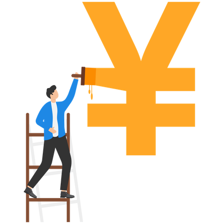 Business person paint yuan currency  Illustration