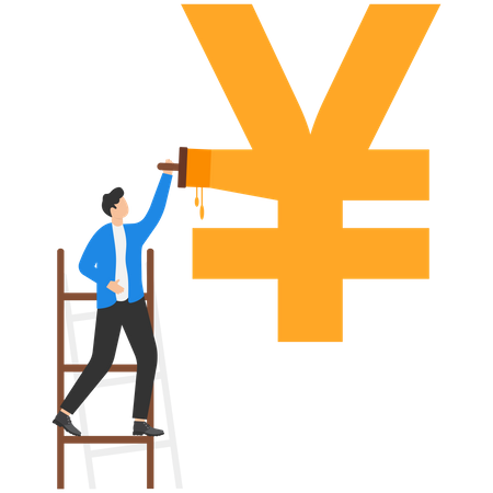 Business person paint yuan currency  Illustration