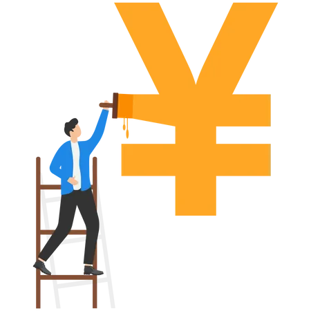 Business person paint yuan currency  Illustration