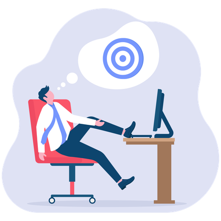 Business Person Relaxing on chair at work place and Making Future Goal Setting  Illustration