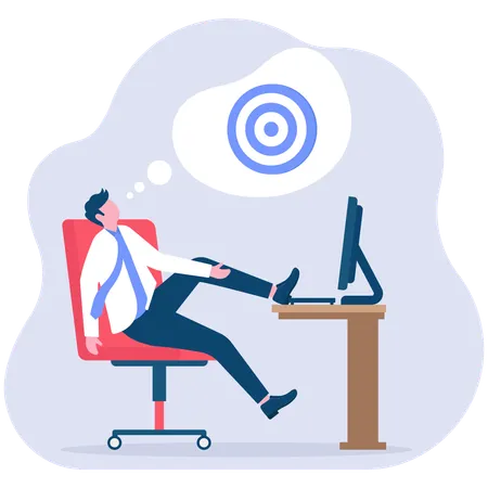 Business Person Relaxing on chair at work place and Making Future Goal Setting  Illustration