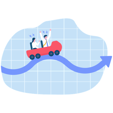 Business person riding on roller coaster  Illustration