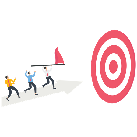 Business person running on the arrow to the target  Illustration