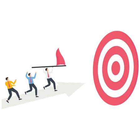 Business person running on the arrow to the target  Illustration