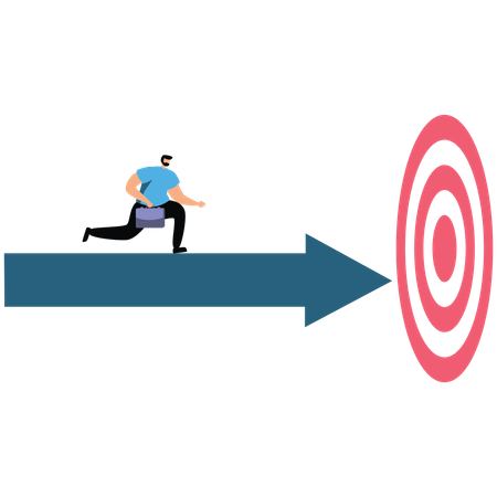 Business person running on the arrow to the target  Illustration