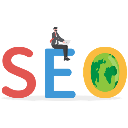Business person searching Seo analysis on the search bar  Illustration
