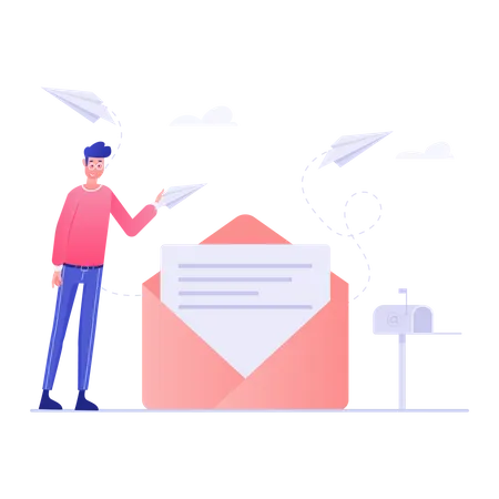 Business Person Sending Mail  Illustration