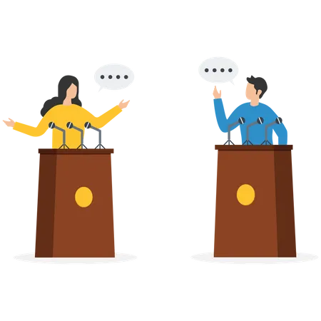 Business person speaking at podium  Illustration