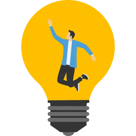 Business People Success Idea Inside A Lightbulb Vector Illustration In Flat Style Illustration