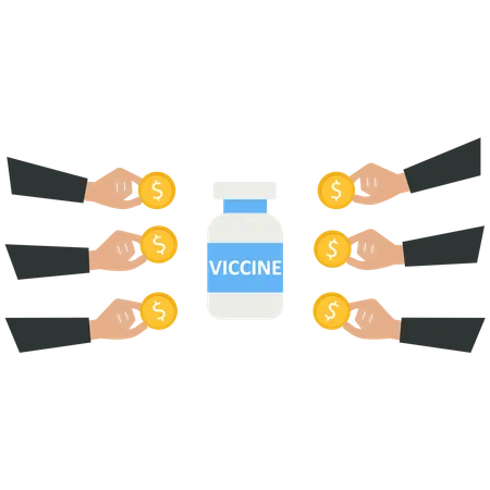 Business person using a US dollar buy a vaccine  Illustration