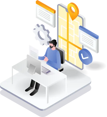 Business person using location service  Illustration