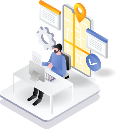 Business person using location service  Illustration