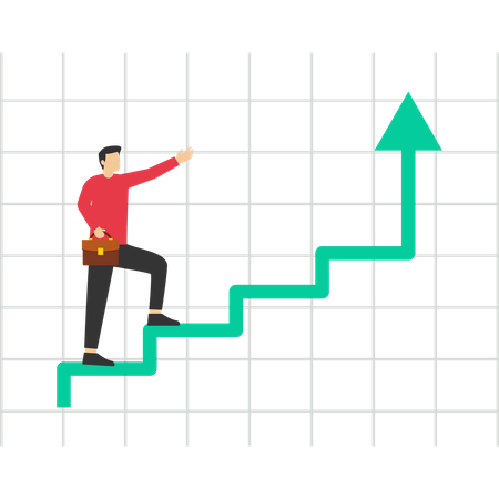 Business person walking on ladder for business success  Illustration