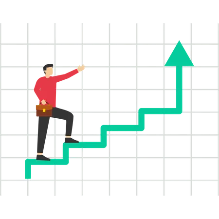 Business person walking on ladder for business success  Illustration