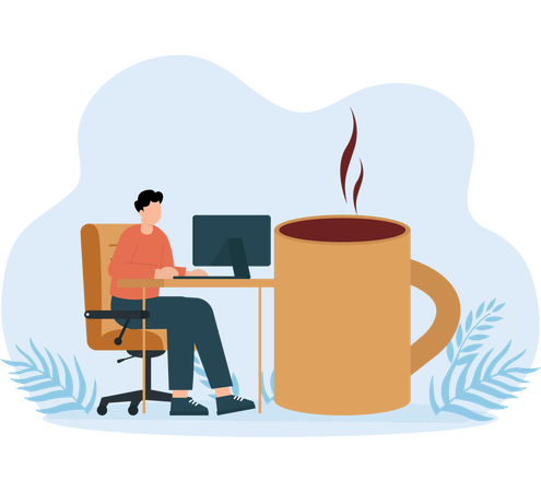 Business person with Coffee Time break  Illustration